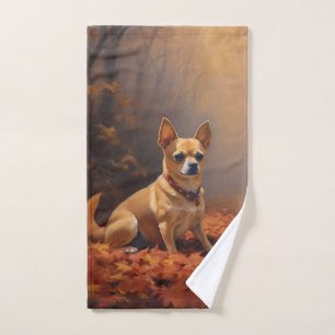 Chihuahua in Autumn Leaves Fall Inspire  Bath Towel Set