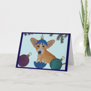 Chihuahua in broken Christmas ornament Card