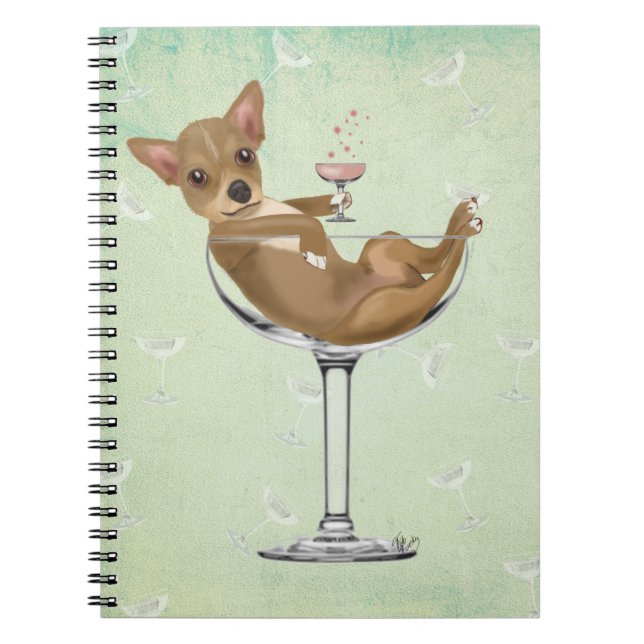 Chihuahua in Cocktail Glass Notebook (Front)