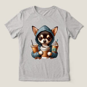 Chihuahua in Hooded Sweatshirt Holding Coffee  Tri-Blend Shirt