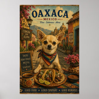 Chihuahua in Oaxaca Vintage Travel Poster