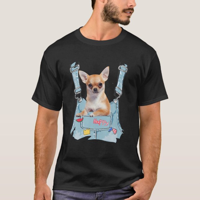 Chihuahua In Pocket 2 Strap Front Overalls For Men T-Shirt (Front)