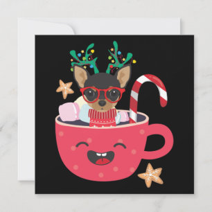 Chihuahua In Teacup Xmas Holiday Card