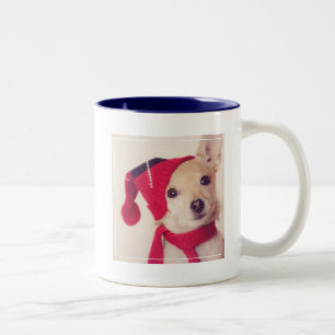 Chihuahua In Winter Cap Two-Tone Coffee Mug