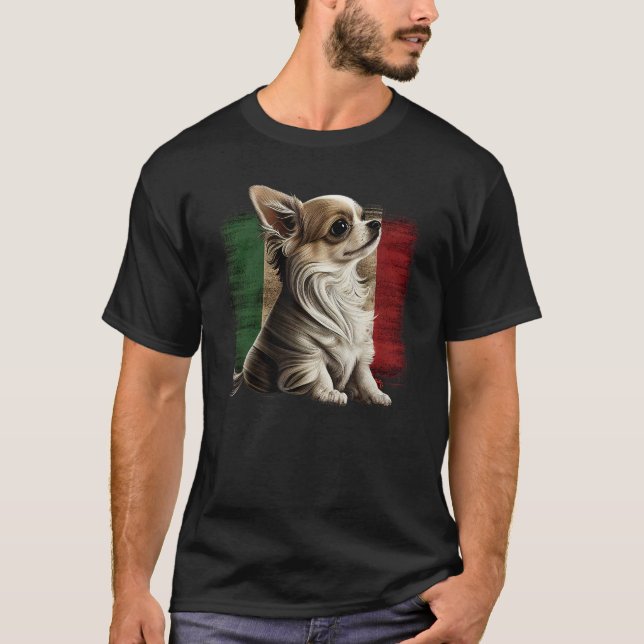Chihuahua  Italy Flag Italian  Dog Souvenir Pizza T-Shirt (Front)