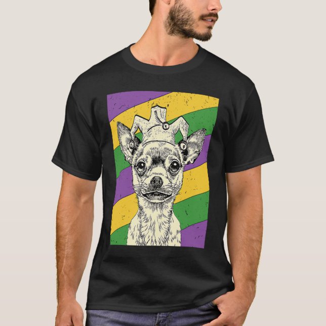 Chihuahua Jester  Mardi Gras Dog Mum or Dad T-Shirt (Front)