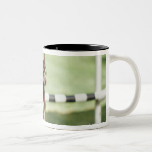 Chihuahua Jumping Hurdle Two-Tone Coffee Mug