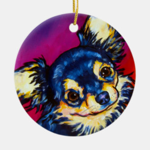 Chihuahua LC black and tan Ceramic Tree Decoration