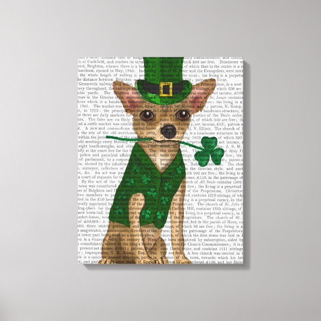 Chihuahua Leprechaun Canvas Print (Front)