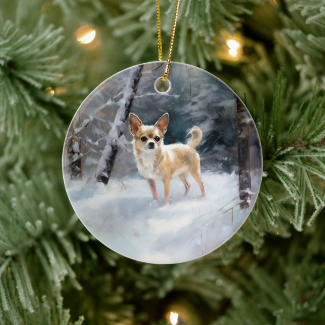 Chihuahua  Let It Snow Christmas Ceramic Tree Decoration (Tree)