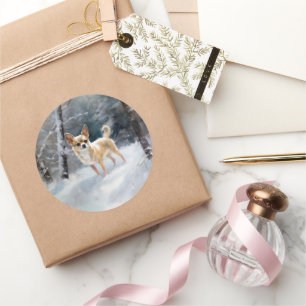 Chihuahua  Let It Snow Christmas Classic Round Sticker