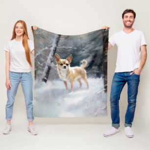 Chihuahua  Let It Snow Christmas Fleece Blanket