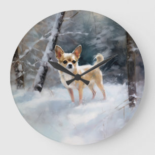 Chihuahua  Let It Snow Christmas Large Clock