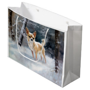 Chihuahua Let It Snow Christmas Large Gift Bag