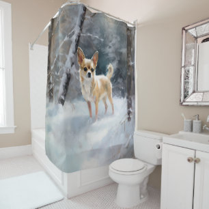 Chihuahua Let It Snow Christmas Shower Curtain