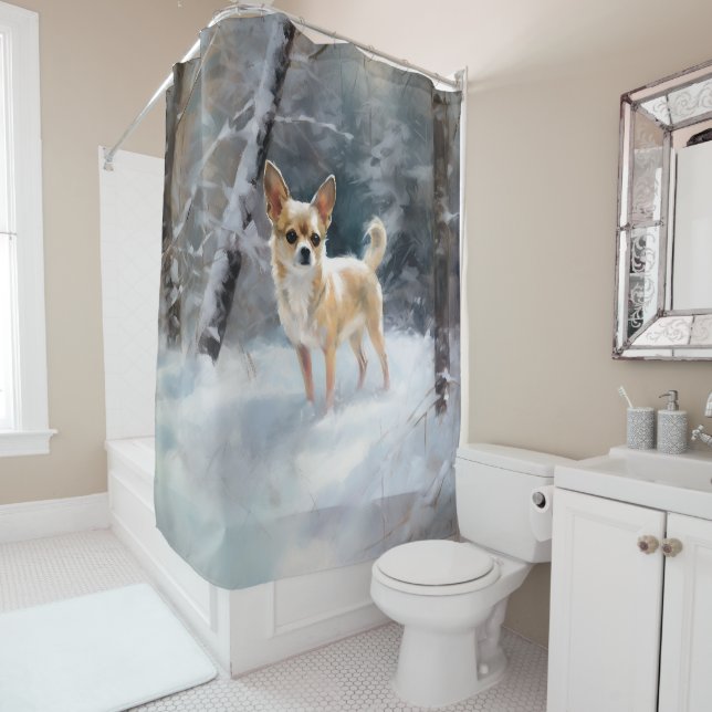 Chihuahua  Let It Snow Christmas Shower Curtain (In Situ)