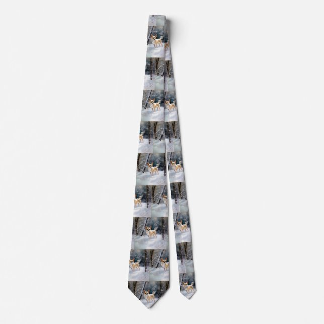 Chihuahua  Let It Snow Christmas Tie (Front)
