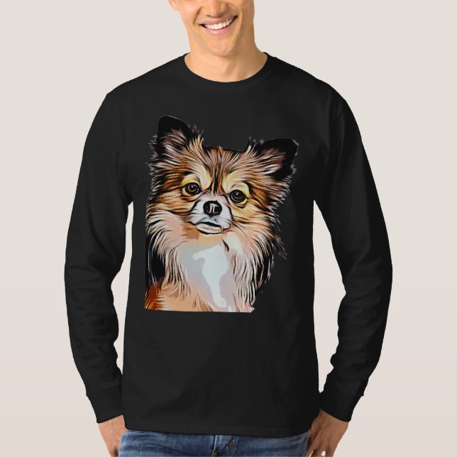 Chihuahua Long Coat Tri Colour T-Shirt (Front)