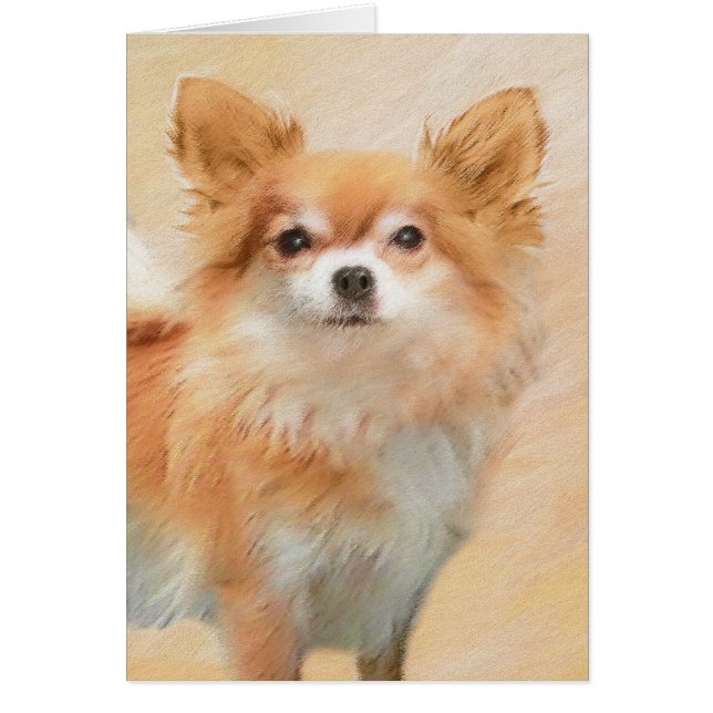 Chihuahua Long-Haired Dog Painting Original Art (Front)