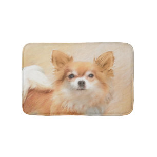 Chihuahua Long-Haired Dog Painting Original Art Bath Mat