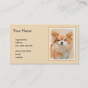 Chihuahua Long-Haired Dog Painting Original Art Business Card