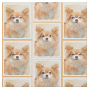 Chihuahua Long-Haired Dog Painting Original Art Fabric