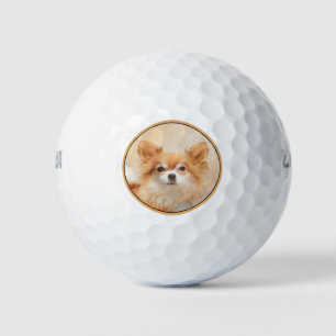 Chihuahua Long-Haired Dog Painting Original Art Golf Balls