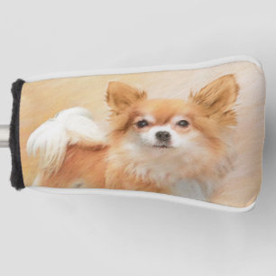 Chihuahua Long-Haired Dog Painting Original Art Golf Head Cover