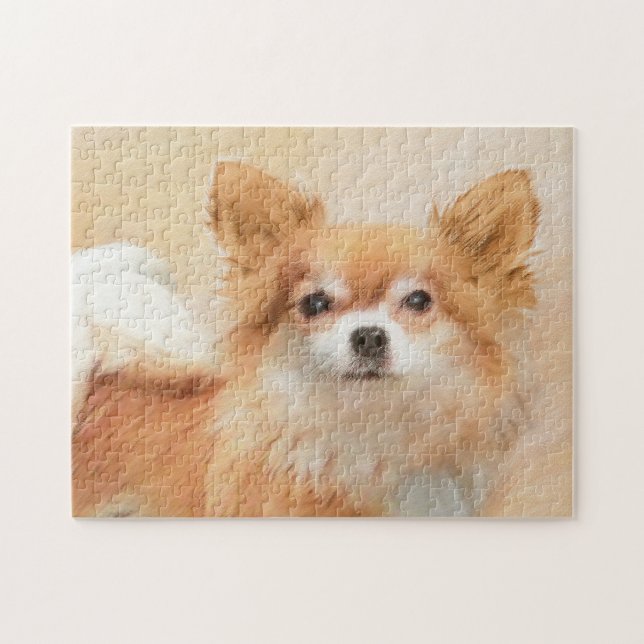 Chihuahua Long-Haired Dog Painting Original Art Jigsaw Puzzle (Horizontal)