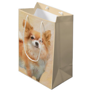 Chihuahua Long-Haired Dog Painting Original Art Medium Gift Bag