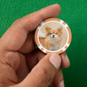 Chihuahua Long-Haired Dog Painting Original Art Poker Chips