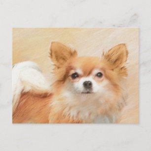 Chihuahua Long-Haired Dog Painting Original Art Postcard