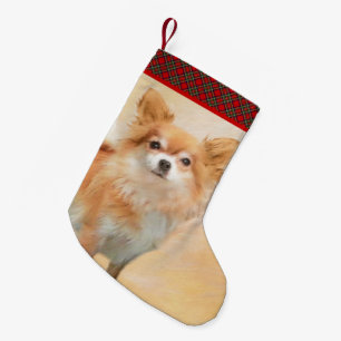 Chihuahua Long-Haired Dog Painting Original Art Small Christmas Stocking