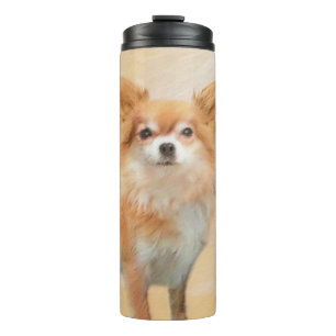Chihuahua Long-Haired Dog Painting Original Art Thermal Tumbler