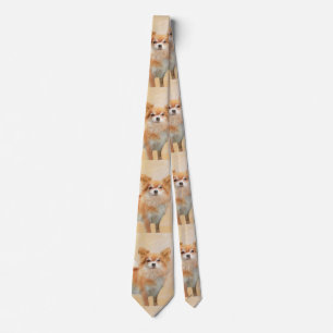 Chihuahua Long-Haired Dog Painting Original Art Tie