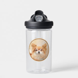 Chihuahua Long-Haired Dog Painting Original Art Water Bottle