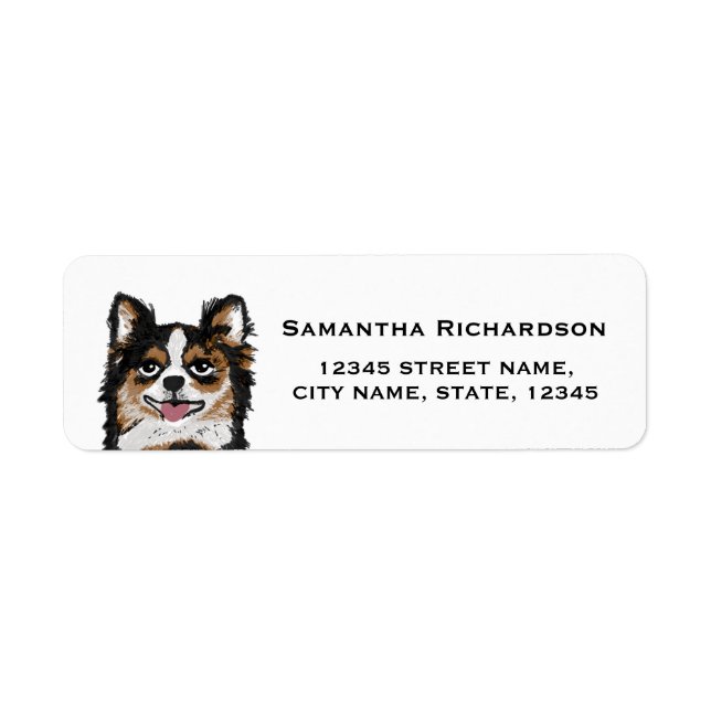 chihuahua long haired dog return address label (Front)