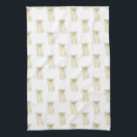 Chihuahua (Long Haired, Fawn) Tea Towel<br><div class="desc">I love this sweet pattern of a fawn tan cream long haired chihuahua dog watercolor illustration because it's classic enough to serve as a neutral, yet pops as a stand alone piece! It's the perfect addition to any family room, nursery, office, or even the man cave! For the sweetest gifts,...</div>