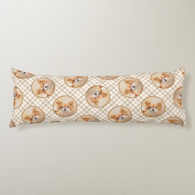 Chihuahua Long-Haired Painting Original Dog Art Body Cushion (Front)