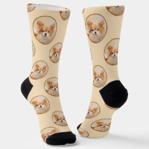 Chihuahua Long-Haired Painting Original Dog Art Socks