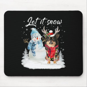 Chihuahua Long Haired Santa Dog Christmas Snowman  Mouse Mat