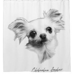 Chihuahua longhair dog_Dog Lover Shower Curtain