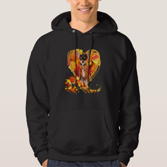 Chihuahua Love Autumn Heart Thanksgiving Hoodie (Front)