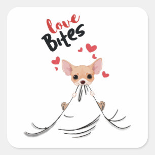 Chihuahua Love Bites Valentines Day Gifts For Her Square Sticker