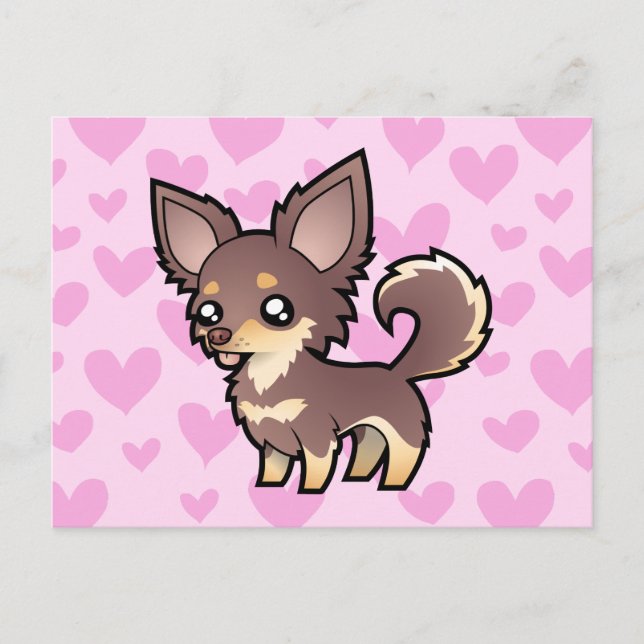 Chihuahua Love (long coat) Postcard (Front)