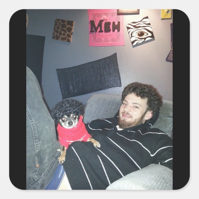 chihuahua love square sticker (Front)