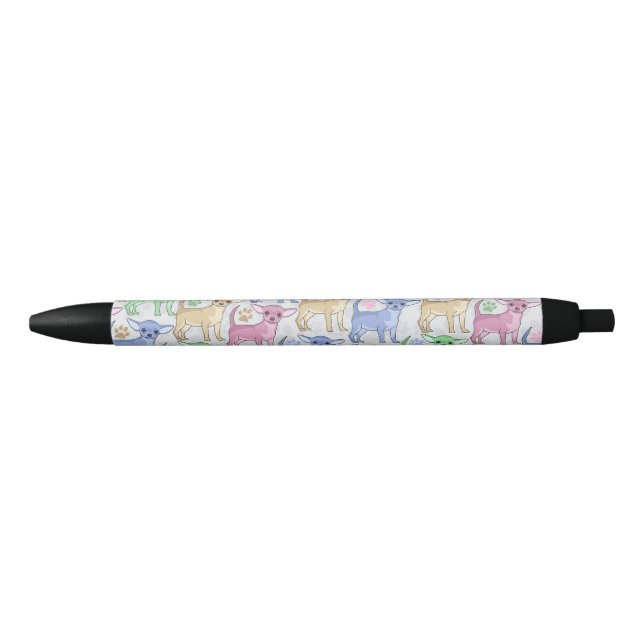 Chihuahua Lover Colourful Pattern Black Ink Pen (Front)