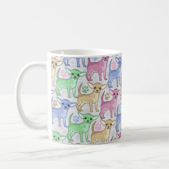 Chihuahua Lover Colourful Pattern Coffee Mug (Left)