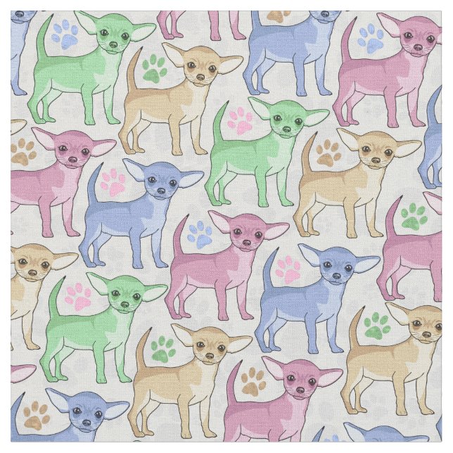 Chihuahua Lover Colourful Pattern Fabric (Close Up)