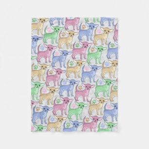 Chihuahua Lover Colourful Pattern Fleece Blanket
